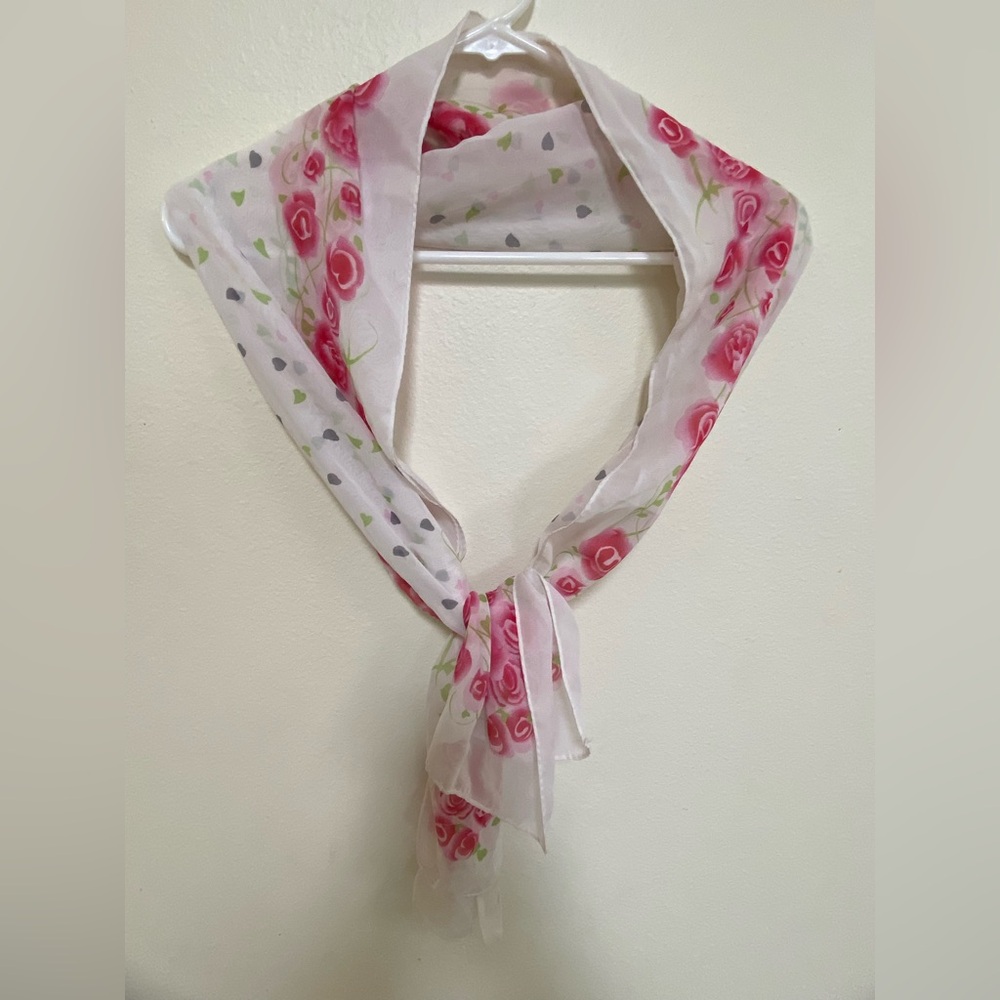 Whimsical Pink and White Chiffon Scarf
